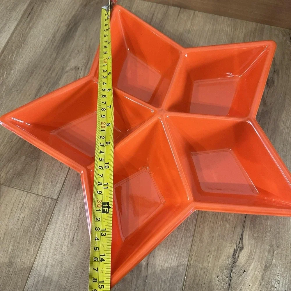 Set Of 2 VTG Halloween Plastic Star Serving Trays 90's Orange Black Relish Fruit - Picture 7 of 8